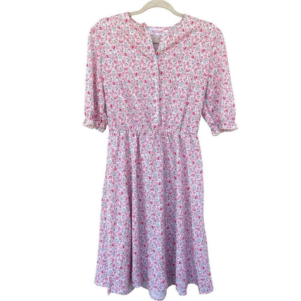 Spadehill Prairie Floral Midi Dress Ruffled Sleeve Medium
